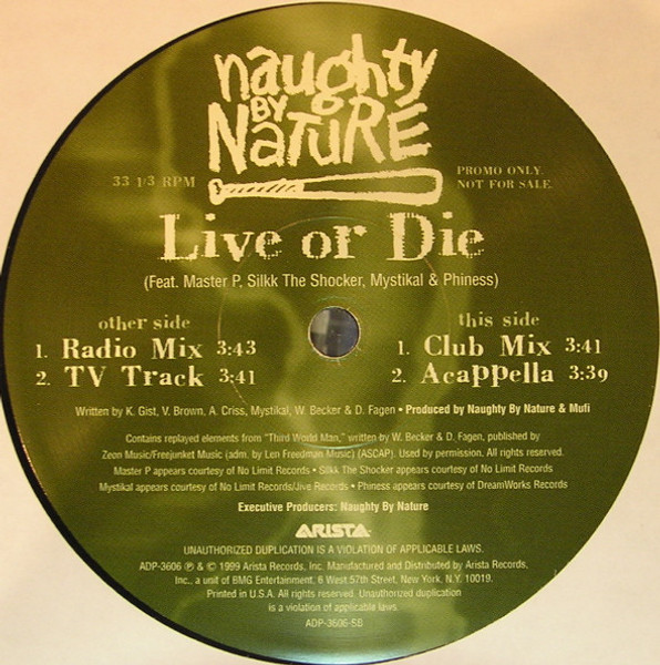 Naughty By Nature - Live Or Die (12", Promo)