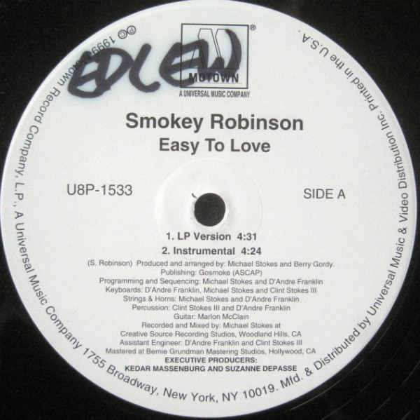 Smokey Robinson - Easy To Love (12", Promo)