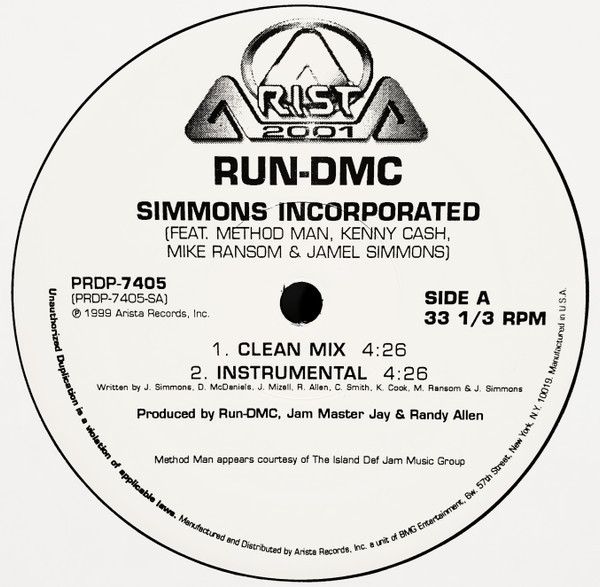 Run-DMC - Simmons Incorporated (12", Promo)