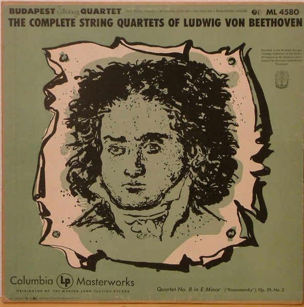 Ludwig van Beethoven, Budapest String Quartet - The Complete String Quartets Of Ludwig van Beethoven - Quartet N. 8 In E Minor, Op. 59, No. 2 ("Rasoumowsky") (LP, Album)