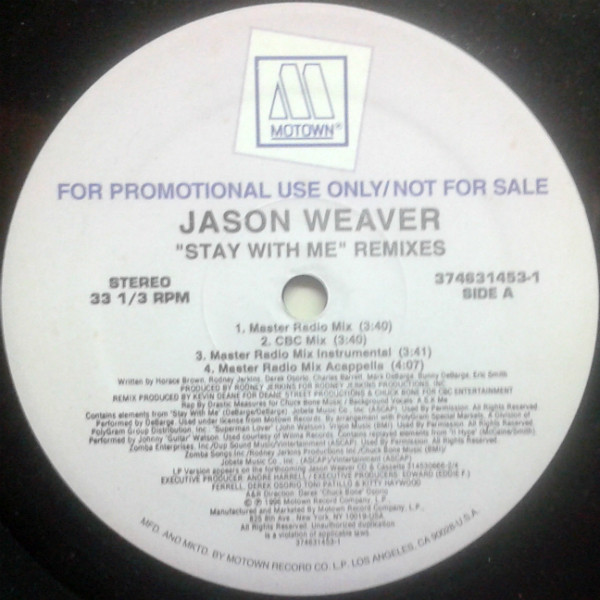 Jason Weaver - Stay With Me (Remixes) - Motown - 374631453-1 - 12", Promo 1602992245