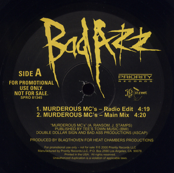 Bad Azz - Murderous MC's - Priority Records - SPRO 81345 - 12", Promo 1648687288