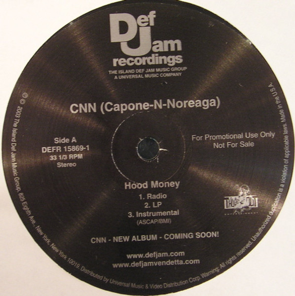 CNN (Capone-N-Noreaga)* - Hood Money (12", Single, Promo)