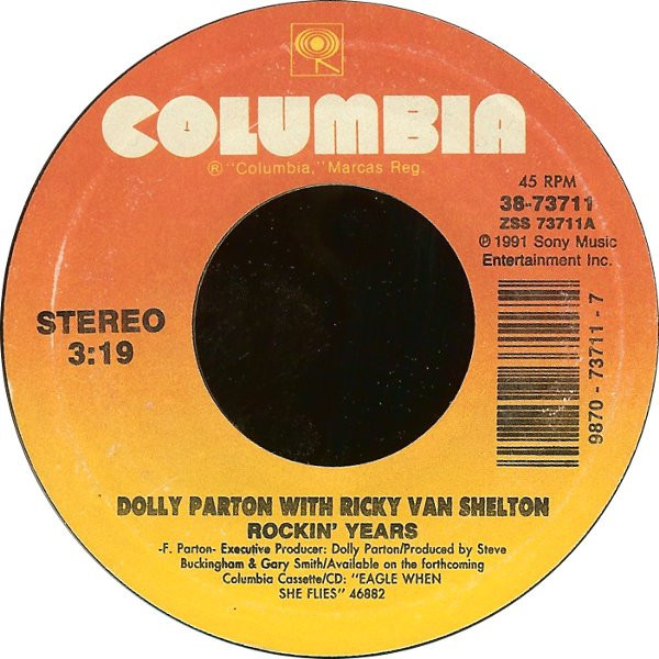 Dolly Parton With Ricky Van Shelton - Rockin' Years - Columbia - 38-73711 - 7" 1712882683