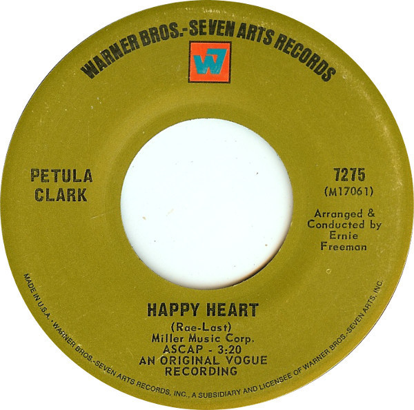 Petula Clark - Happy Heart / Love Is The Only Thing - Warner Bros. - Seven Arts Records - 7275 - 7", Single 1714280014