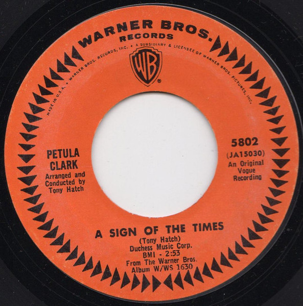 Petula Clark - A Sign Of The Times (7", Single, Mono, Styrene, Ter)