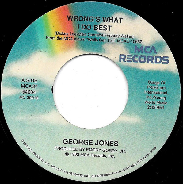 George Jones (2) - Wrong's What I Do Best - MCA Records - MCAS7 54604 - 7", Single 1712884792