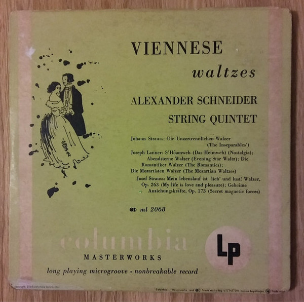 The Schneider Quartet - Viennese Waltzes - Columbia Masterworks - ML 2068 - 10", Album, Mono 1745681503