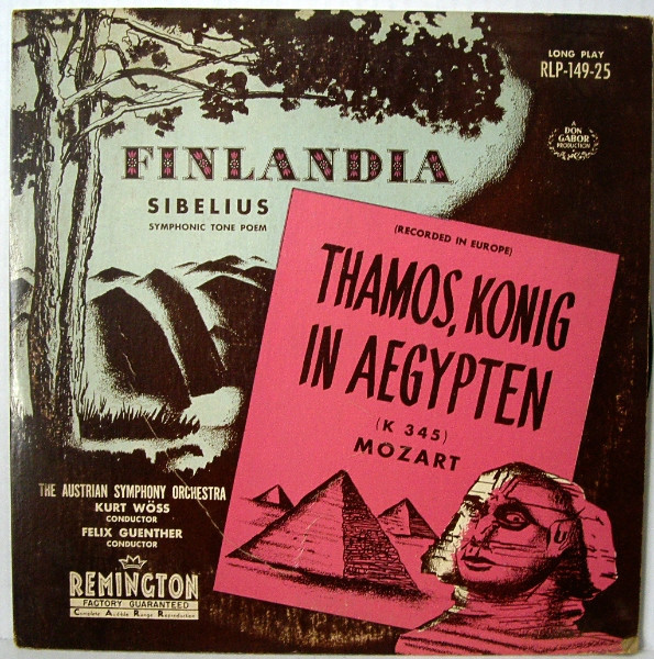 Tonkünstler Orchestra, Kurt Wöss, Felix Günther - Finlandia Op. 27 / Thamos, Konig In Aegypten K.345 - Remington - RLP-149-25 - 10" 1745681722