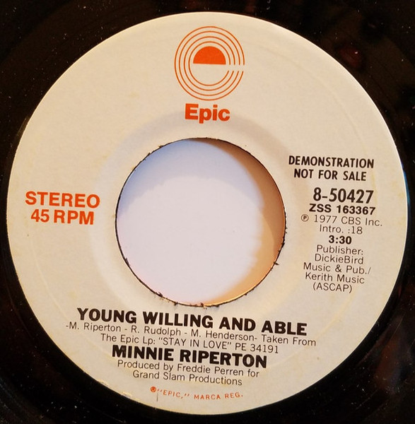 Minnie Riperton - Young Willing And Able - Epic - 8-50427 - 7", Mono, Promo 1761708556