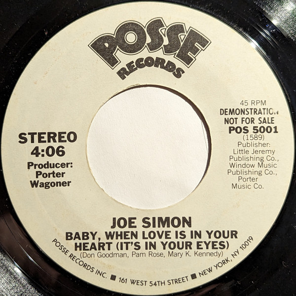 Joe Simon - Baby, When Love Is In Your Heart (It's In Your Eyes) - Posse Records - POS 5001 - 7", Single, Promo 1761966187