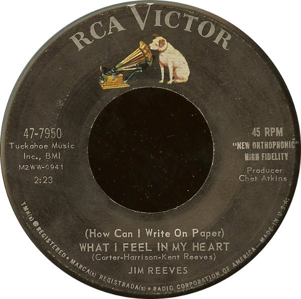 Jim Reeves - (How Can I Write On Paper) What I Feel In My Heart - RCA Victor - 47-7950 - 7", Single 1764387757