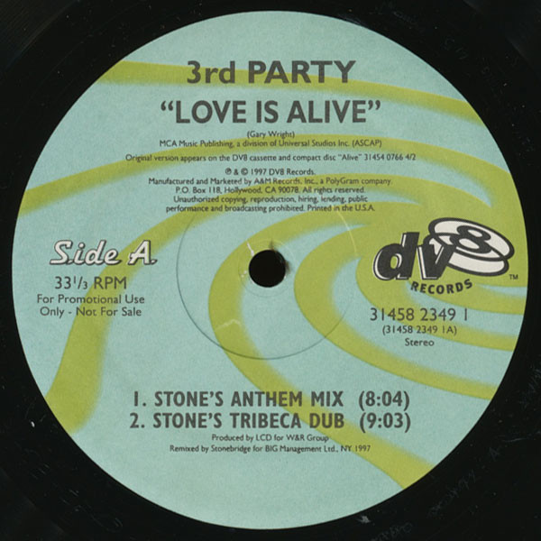 3rd Party - Love Is Alive - DV8 Records - 31458 2349 1 - 12" 1799135725