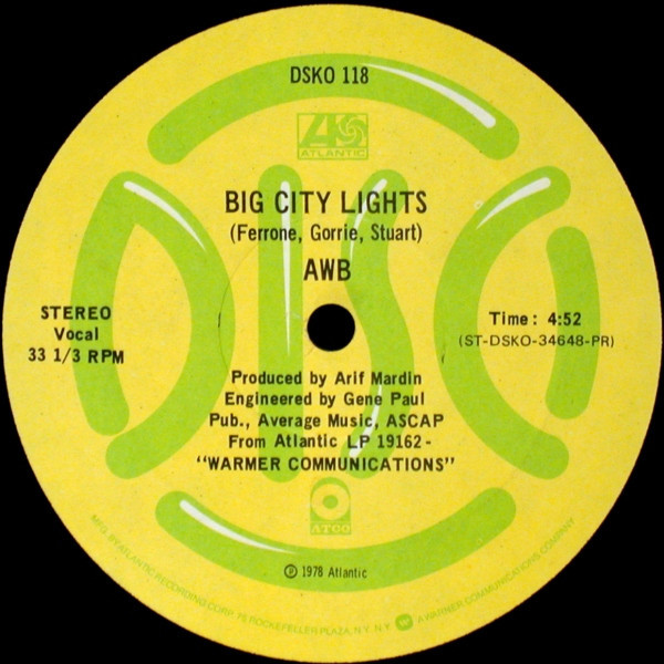 Average White Band - Big City Lights / Sweet & Sour - Atlantic - DSKO 118 - 12" 1780269454