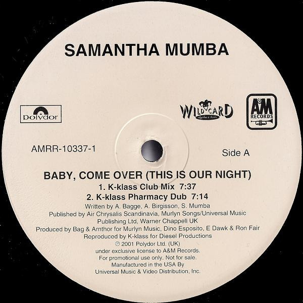 Samantha Mumba - Baby, Come Over (This Is Our Night) - A&M Records - AMRR-10337-1 - 12", Promo 1799163253