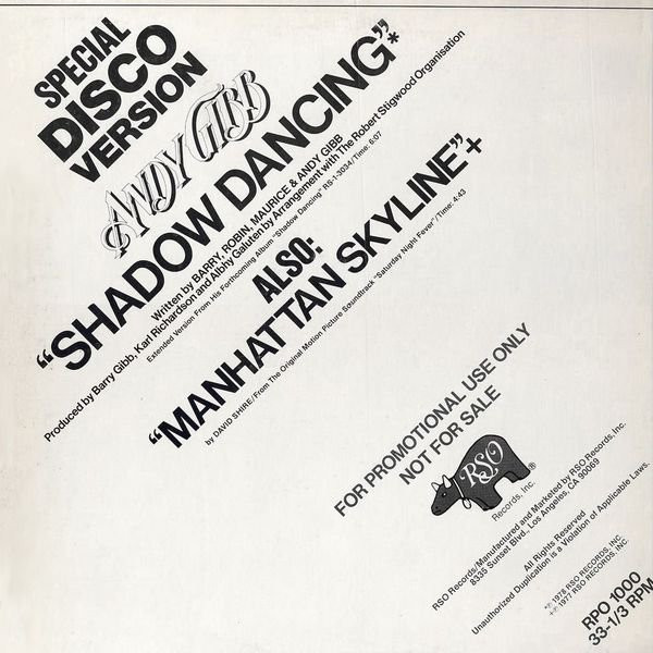 Andy Gibb / David Shire - Shadow Dancing / Manhattan Skyline - RSO - RPO 1000 - 12", Single, Promo 1832191351