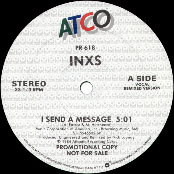 INXS - I Send A Message - ATCO Records - PR 618 - 12", Promo 1882379029