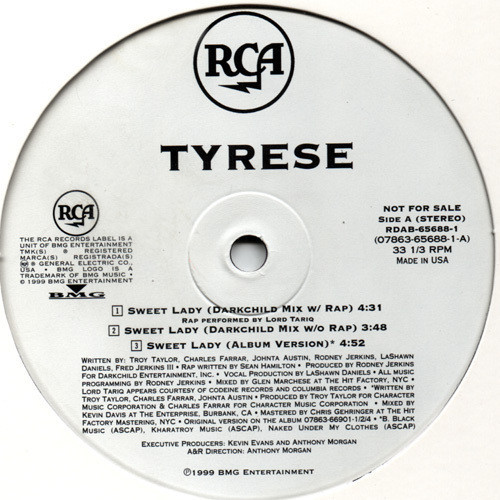 Tyrese - Sweet Lady (Darkchild Remixes) (12", Promo, Pur)