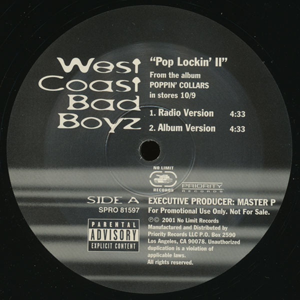 Master P Presents West Coast Bad Boyz - Pop Lockin' II (12", Promo)