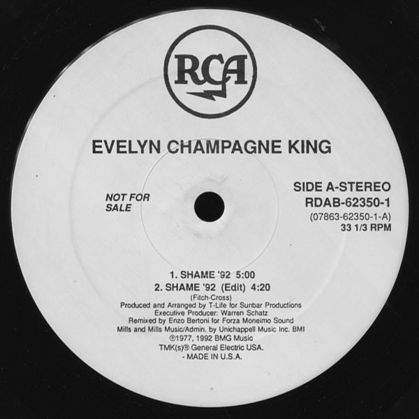Evelyn Champagne King* - Shame (12", Ltd, Promo)