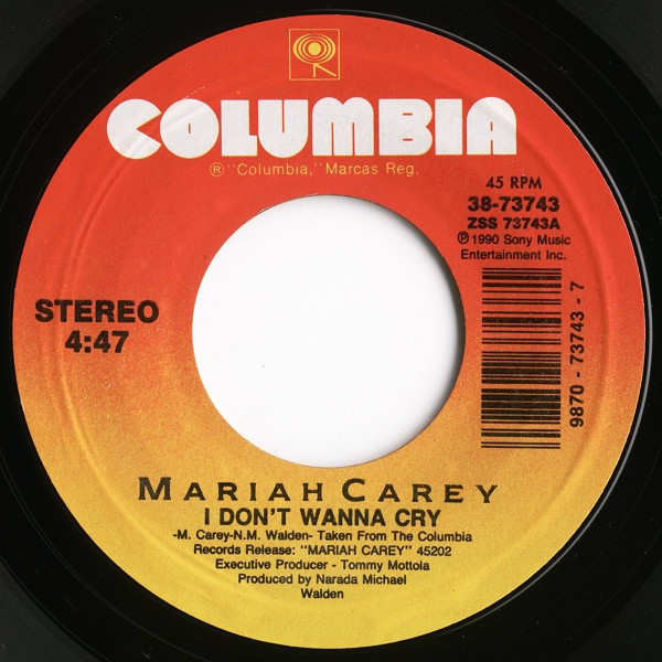 Mariah Carey - I Don't Wanna Cry (7", Styrene, Car)