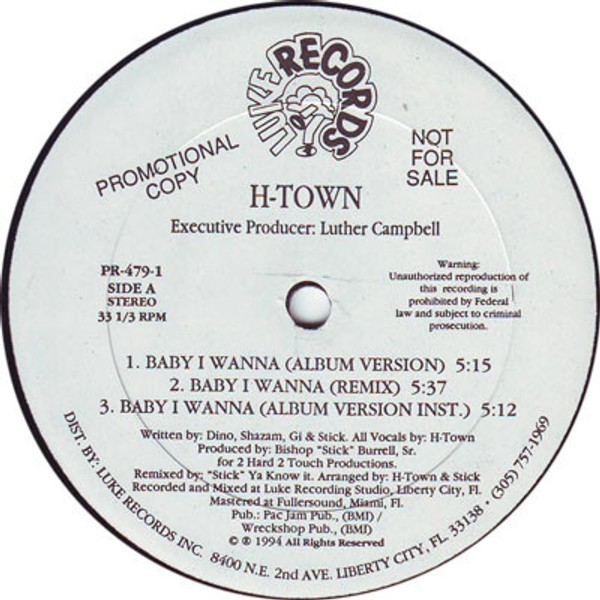 H-Town - Baby I Wanna (12", Promo)