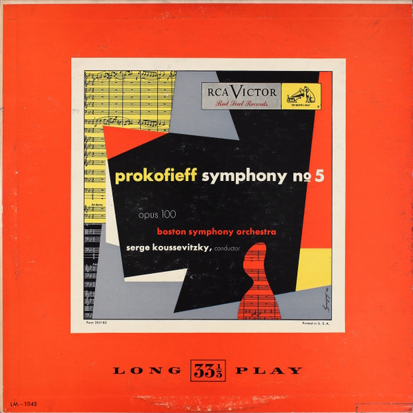 Serge Koussevitzky, Boston Symphony Orchestra - Prokofieff Symphony No. 5 Opus 100 (LP, Album, Mono)