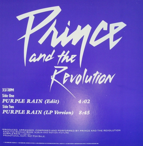 Prince And The Revolution - Purple Rain - Warner Bros. Records - PRO-A-2192 - 12", Single, Promo, Pur 2210372179