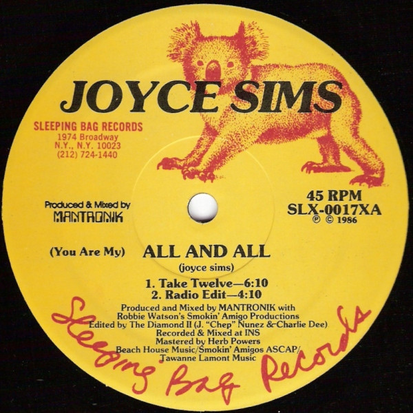 Joyce Sims - (You Are My) All And All (12", Gen)