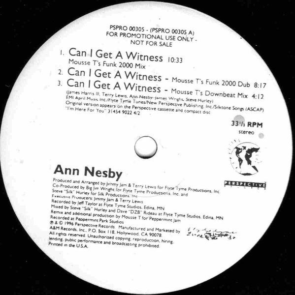 Ann Nesby - Can I Get A Witness - Perspective Records - PSPRO 00305 - 12", Promo 2152267301