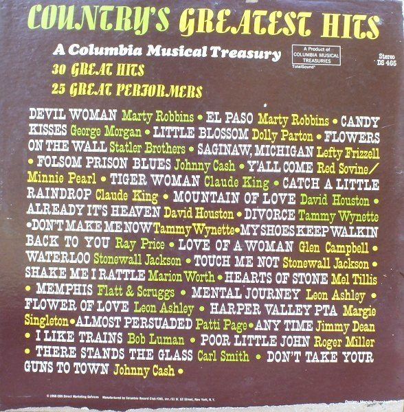 Various - Country's Greatest Hits - Columbia Musical Treasuries - DS 465 - LP, Comp 2193963557