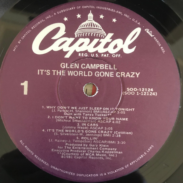 Glen Campbell - It's The World Gone Crazy - Capitol Records - SOO-12124 - LP, Album, Win 2194416464