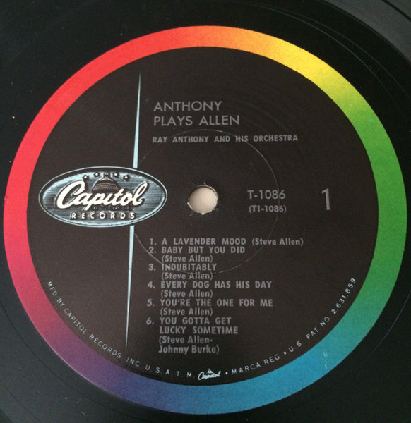 Ray Anthony - Ray Anthony Plays Steve Allen - Capitol Records, Capitol Records - T-1086, T1086 - LP, Album, Mono 2202005761