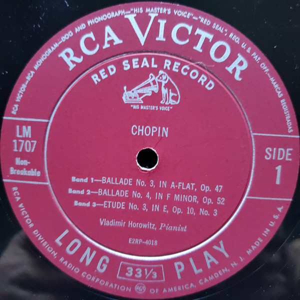 Vladimir Horowitz - Piano Music Of Chopin - RCA Victor Red Seal - LM 1707 - LP, Mono 2189321522