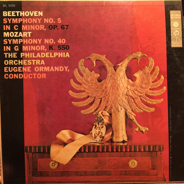 Beethoven* / Mozart* - Eugene Ormandy, The Philadelphia Orchestra - Symphony No. 5 In C Minor, OP 57 / Symphony No. 40 In G Minor, K. 550 (LP, Comp, Mono)