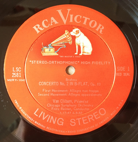 Johannes Brahms - Van Cliburn / Fritz Reiner, The Chicago Symphony Orchestra - Concerto No. 2 - RCA Victor Red Seal, RCA Victor Red Seal - LSC-2581, LSC 2581 - LP, Album, Ind 2188773230