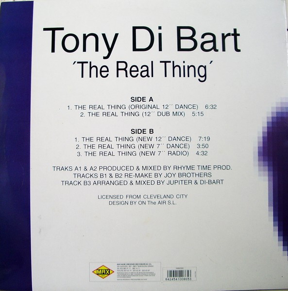 Tony Di Bart - The Real Thing - Max Music - NM865MX - 12", Maxi 2148782861