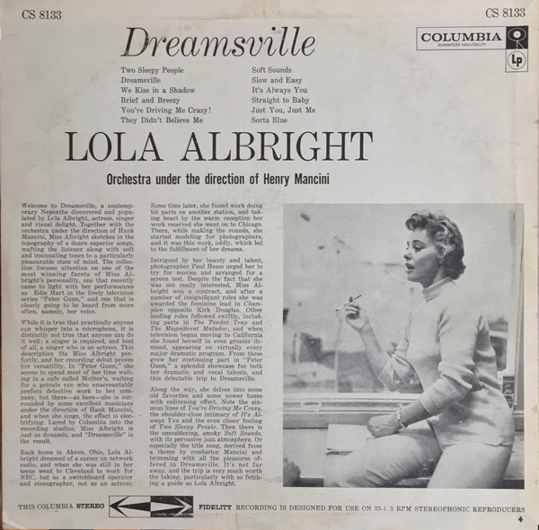 Lola Albright - Dreamsville - Columbia - CS 8133 - LP 2202325243