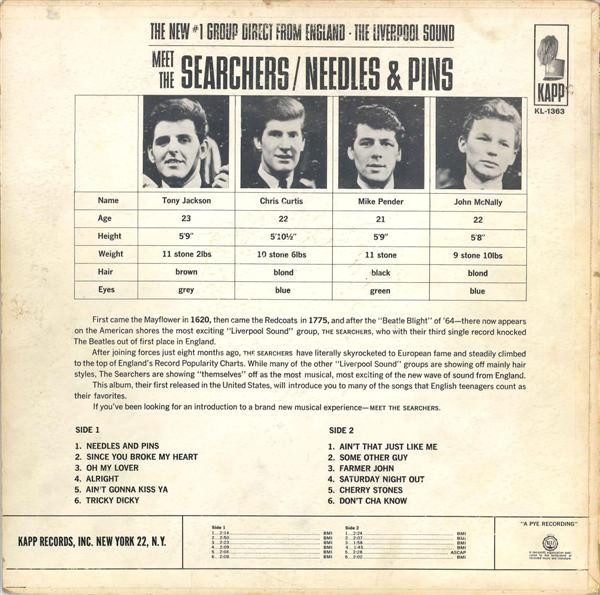 The Searchers - Meet The Searchers - Kapp Records - KL-1363 - LP, Album, Mono 2228987248