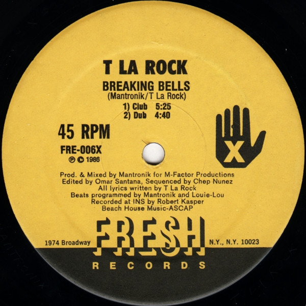 T La Rock - Breaking Bells / Bass Machine (12", Single)