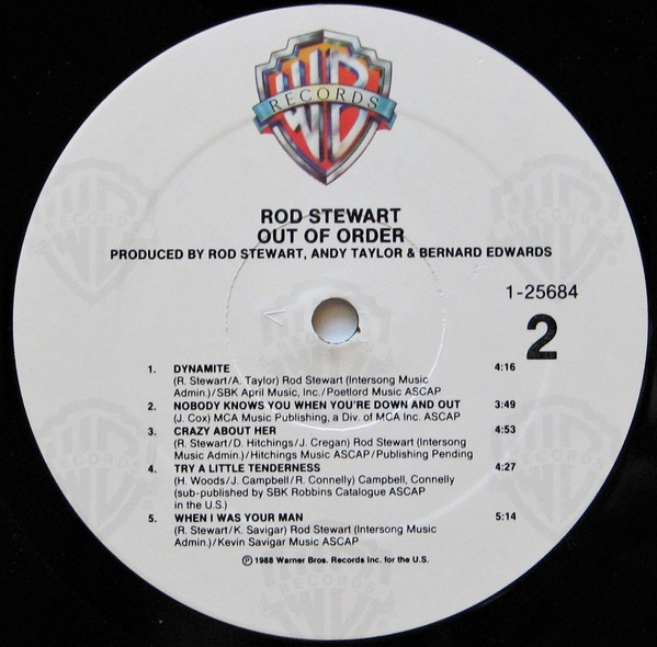 Rod Stewart - Out Of Order - Warner Bros. Records, Warner Bros. Records - 1-25684, 9 25684-1 - LP, Album, All 2230166866