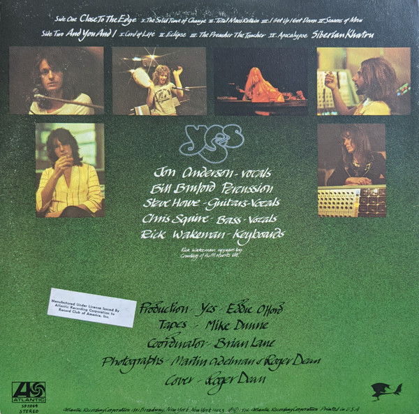 Yes - Close To The Edge - Atlantic - SD 7244 - LP, Album, Club, RI, 2241284851