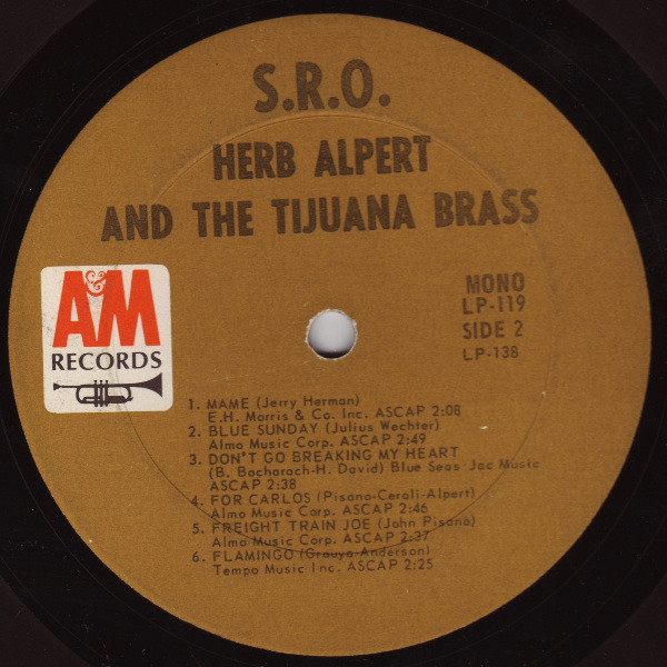 Herb Alpert & The Tijuana Brass - S.R.O. - A&M Records - LP-119 - LP, Album, Mono 2233722232