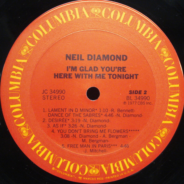 Neil Diamond - I'm Glad You're Here With Me Tonight - Columbia - JC 34990 - LP, Album, Pit 2230316044