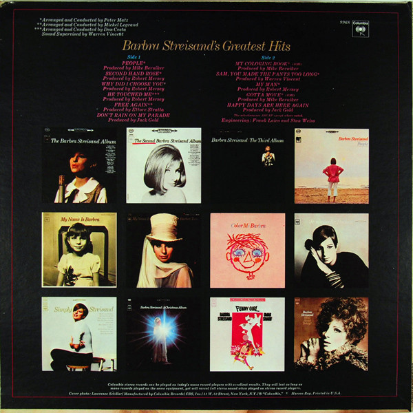 Barbra Streisand - Barbra Streisand's Greatest Hits - Columbia - JC 9968 - LP, Comp, RE 2220390802