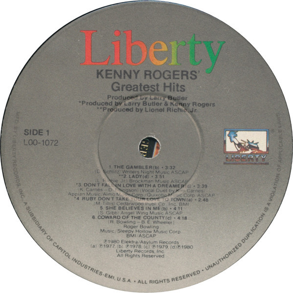 Kenny Rogers - Greatest Hits - Liberty - LOO-1072 - LP, Comp, Win 2241661618