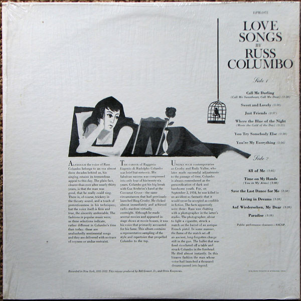 Russ Columbo - Love Songs By Russ Columbo - RCA Victor - LPM-2072 - LP, Mono 2230324387