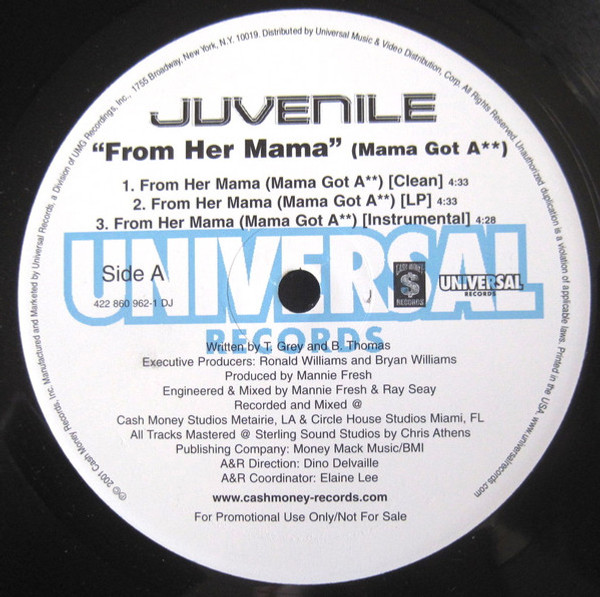 Juvenile (2) - From Her Mama / Set It Off (Remix) - Universal Records, Cash Money Records - 422 860 962-1 DJ - 12", Promo 2277182920