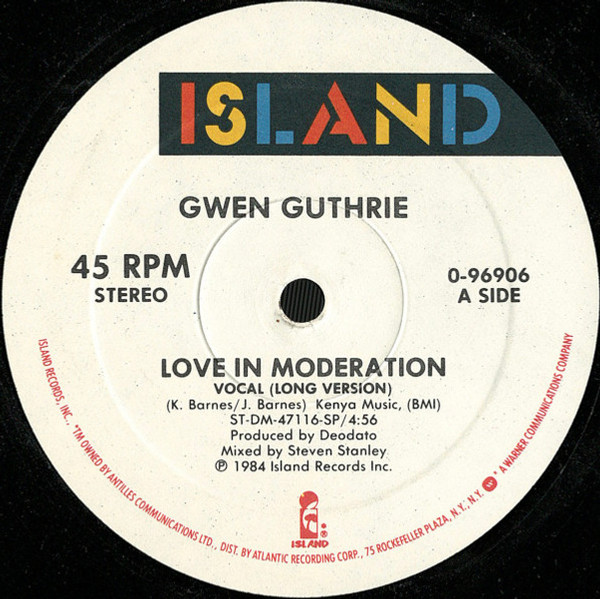 Gwen Guthrie - Love In Moderation - Island Records - 0-96906 - 12" 2279772169