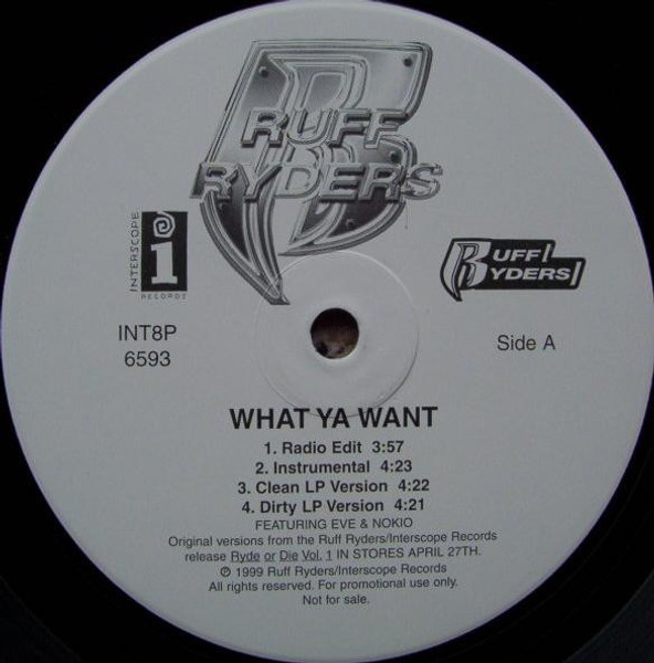 Ruff Ryders - What Ya Want / Down Bottom - Ruff Ryders, Interscope Records - INT8P 6593, INT8P-6593 - 12", Promo 2387111263